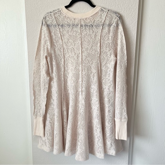 Free People Coffee In The Morning Tunic Crochet Knit Top Chamoix Medium Boho - Picture 11 of 15